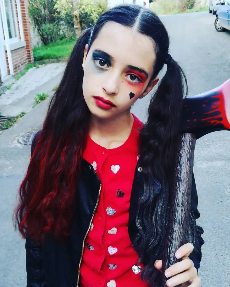 maquillage facile pour enfant fille halloween 2024 harley quinn 