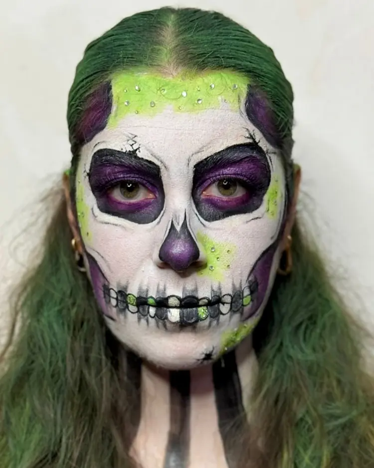 maquillage femelle squelette pour halloween m