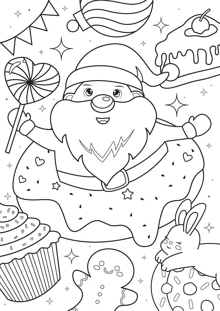 Une scène de Noël en tant que coloriage pour enfants thématique