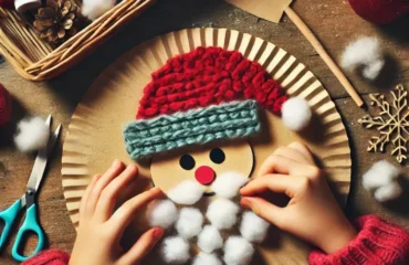 comment faire un père noël facile en assiette carton boules de coton et laine