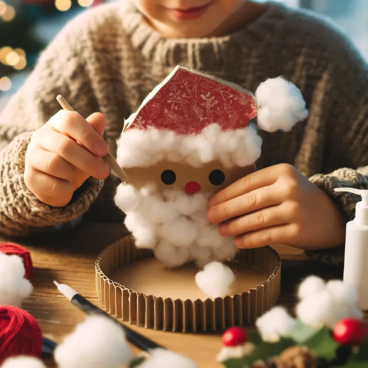 diy festif pour enfants comment faire un père noël facile en carton et coton