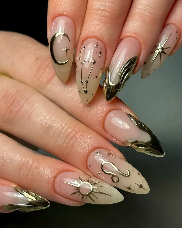 Déco ongles astrologique pour Lion