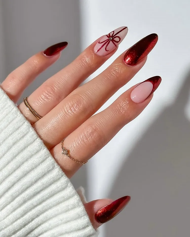 manucure rouge pour ongles longs