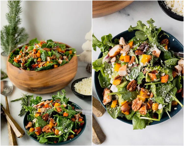 salade d’hiver avec poulet légumes racines et vinaigrette au champagne