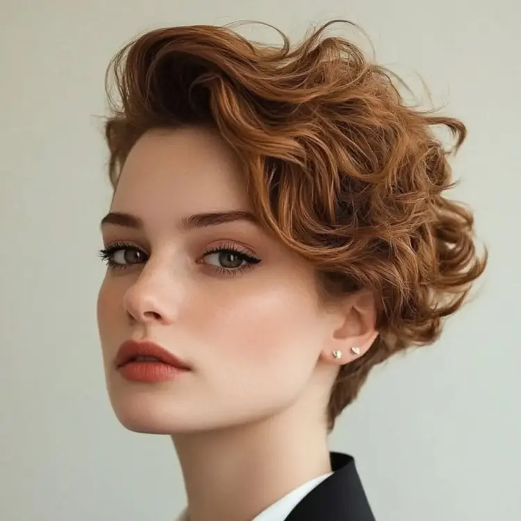 coupe pixie bouclée asymétrique tendance 2025