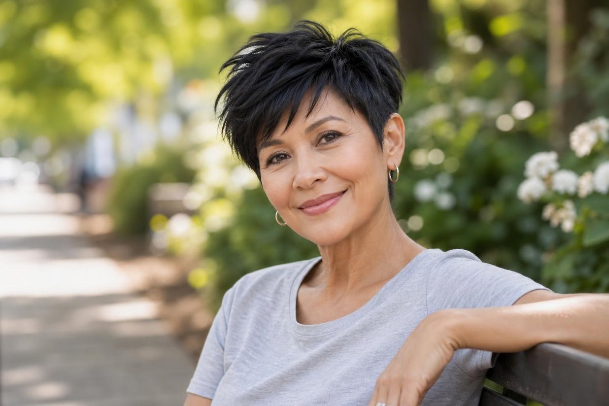coupe pixie courte asymétrique côtés très courts dessus long et volumineux style moderne et dynamique
