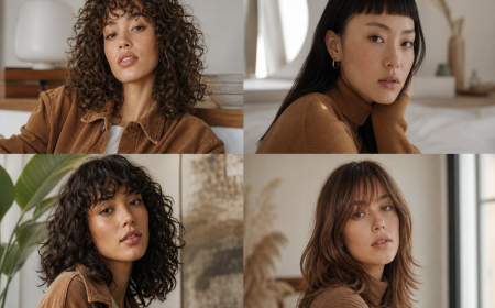 Tendances frange 2025 - styles variés frange droite, micro frange et frange rideau pour femme