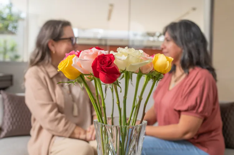 mettez les roses dans un grand vase