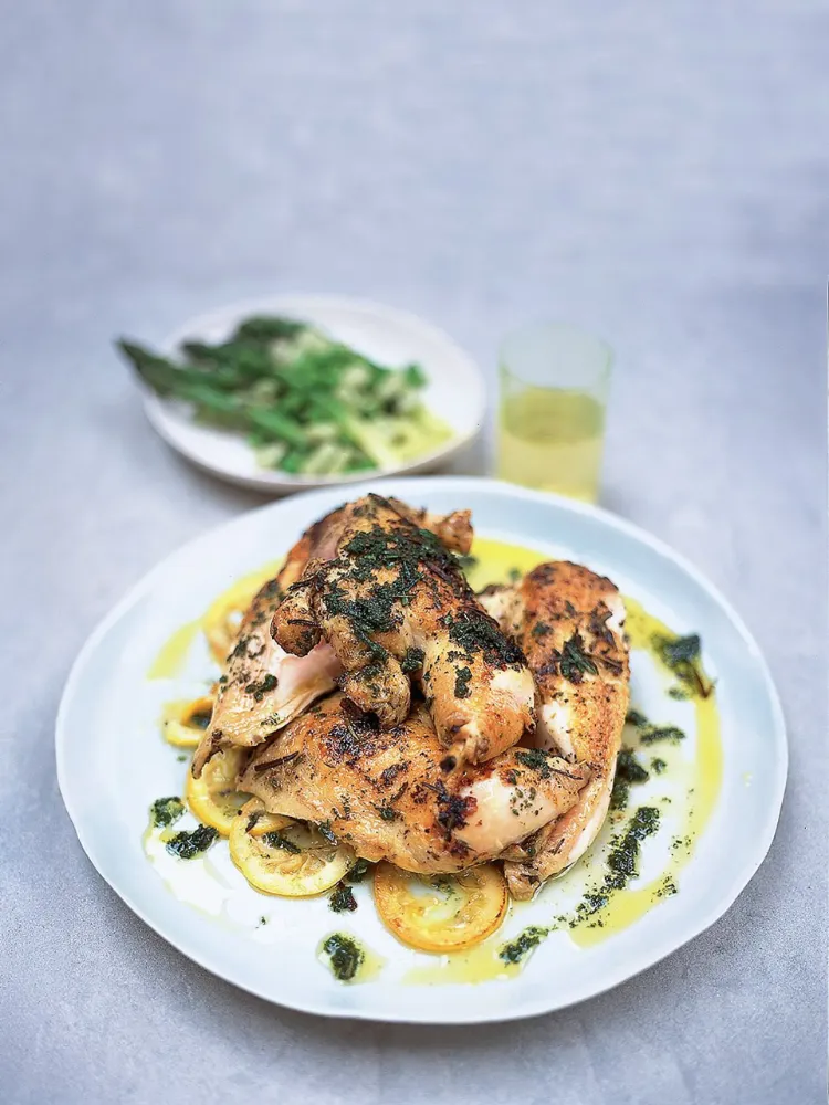 cuisses de poulet marinées aux herbes au four