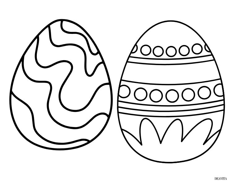 deux œufs de pâques décorés avec des motifs abstraits dessin pour les plus petits