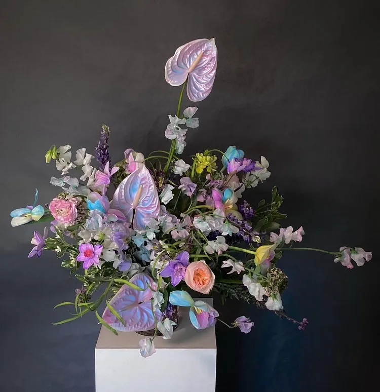 bouquet de fleurs bleu et lilas pour le printemps