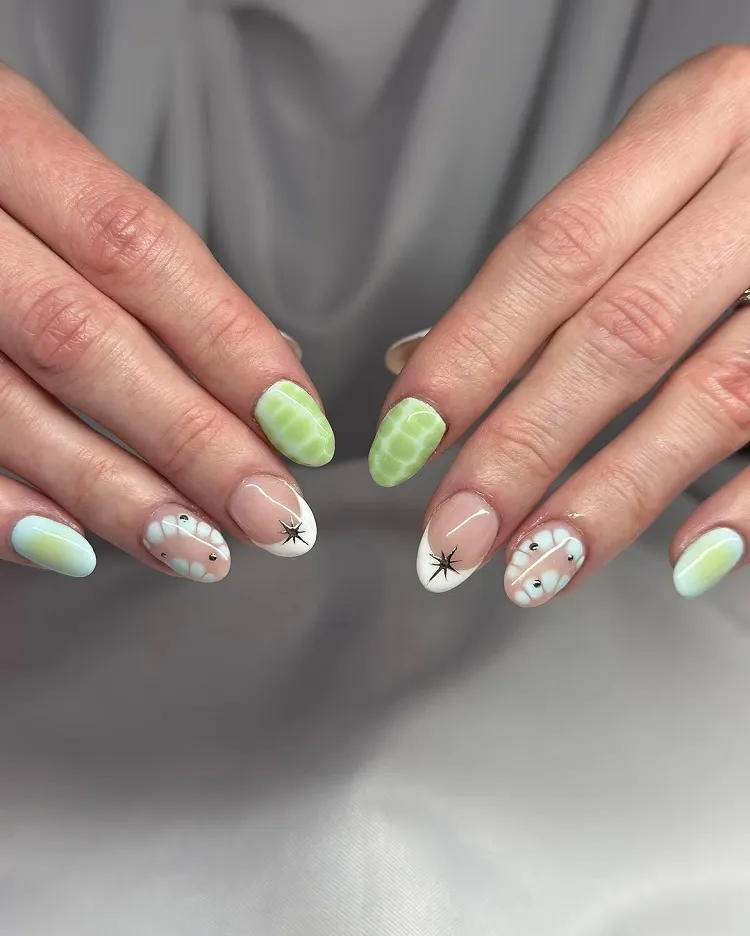 déco ongles tendance 2025 de couleur vert