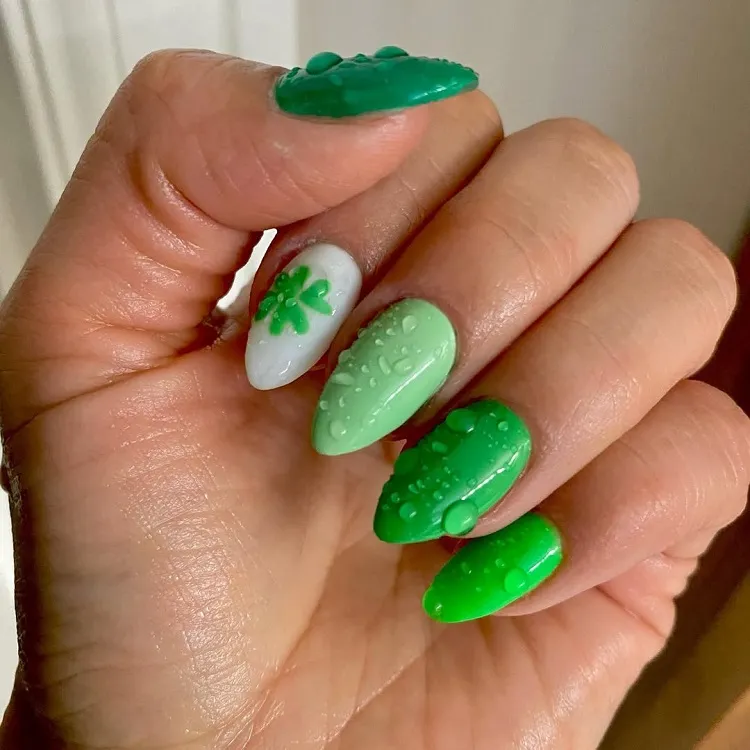Manucure vert gradient pour la fête de saint patrick