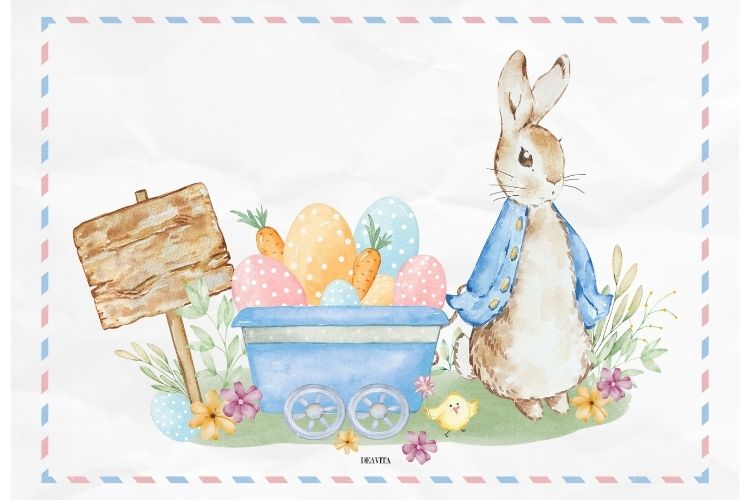 carte nominative avec un lapin aquarelle