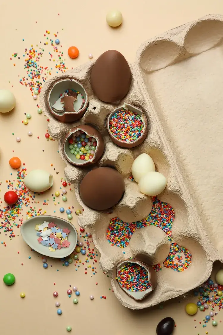 œufs surprise remplis de confettis au sucre