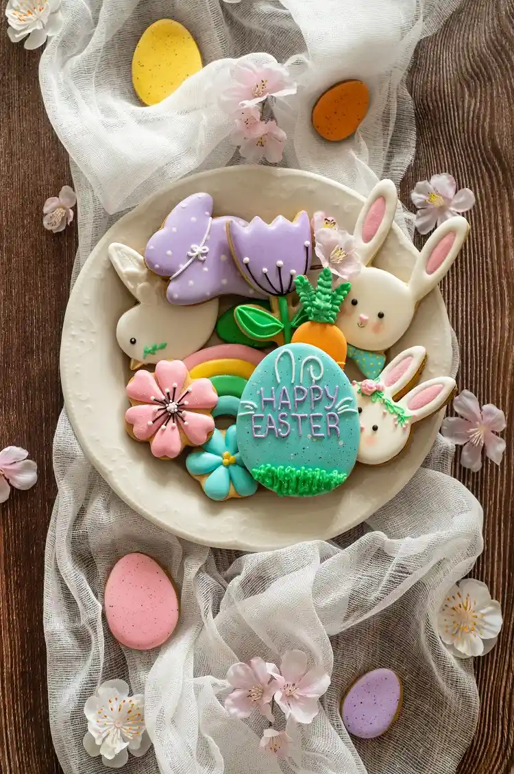 sablés de pâques de couleurs pastel