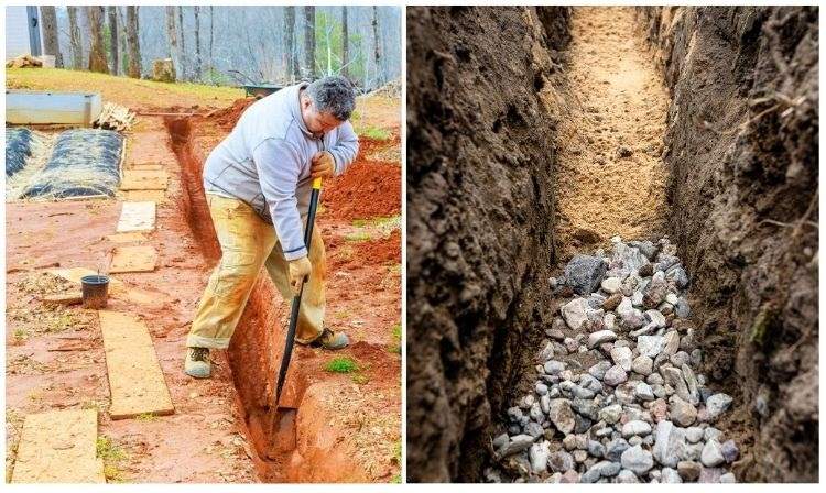 créez des tranchées de drainage dans le jardin
