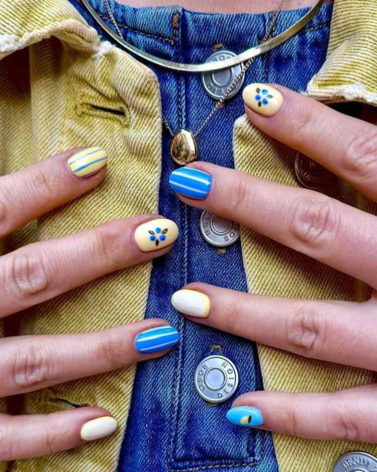 les ongles tendance été 2025 incluent les motifs géométriques et art