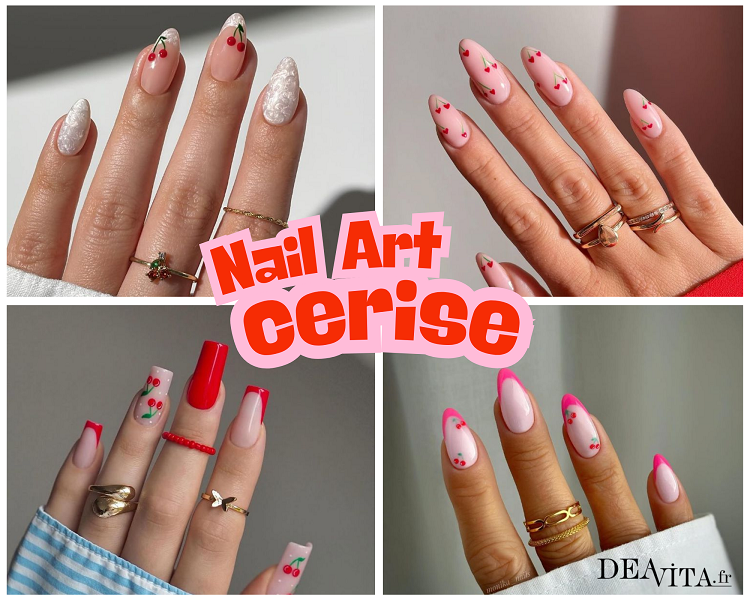 idées inspirantes de nail art cerise pour l'été