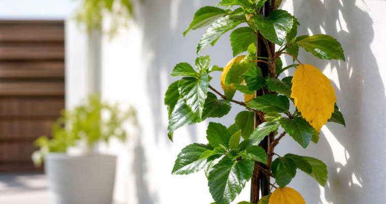 Feuilles jaunes de l’hibiscus-maladie ou simple caprice de la plante