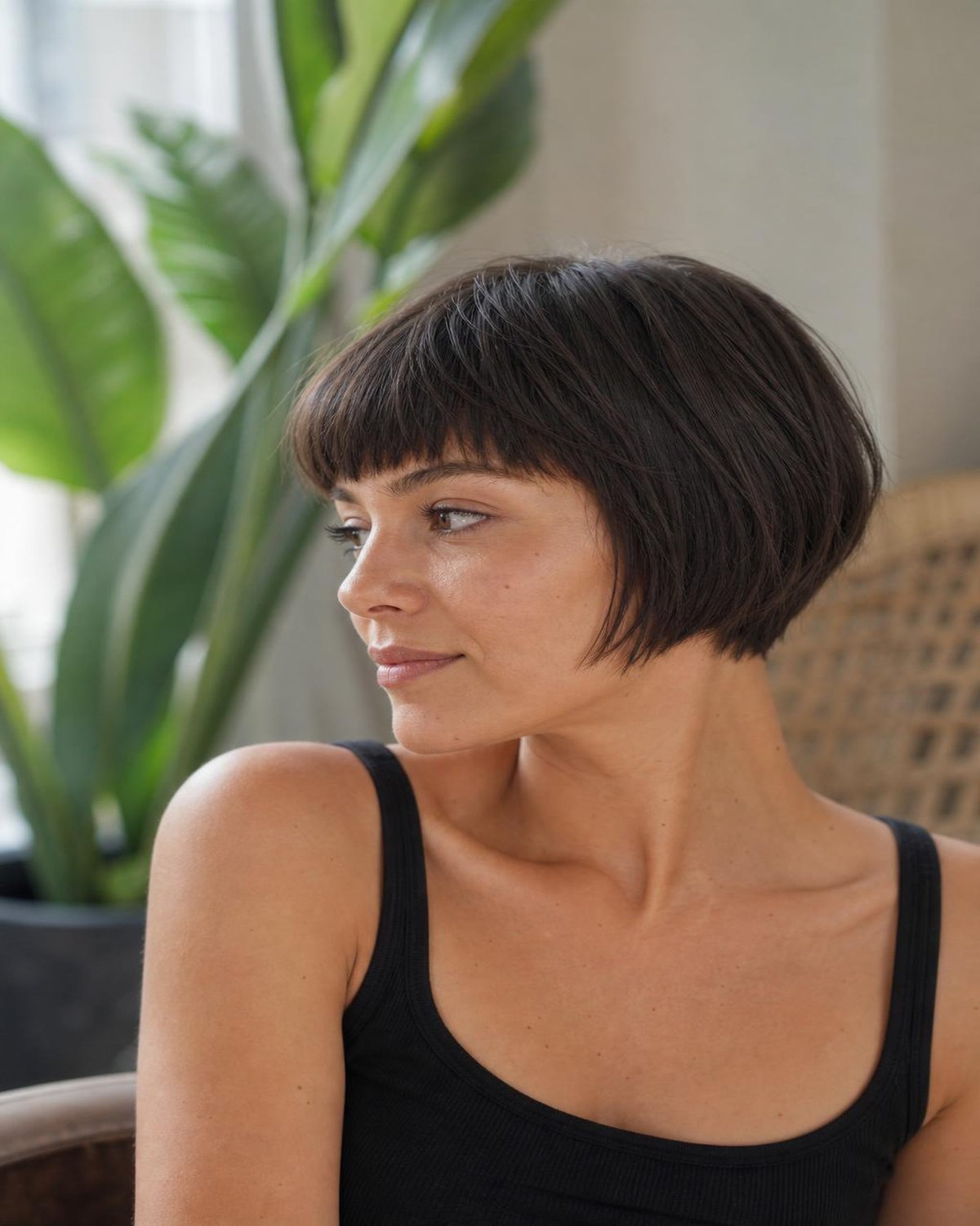 micro bob asymétrique pour cheveux fins, coupe au carrée pour l'été
