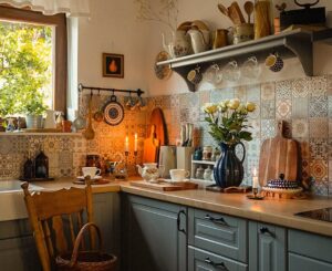 carrelage crédence cuisine vintage, style rétro à l'intérieur, déco automne