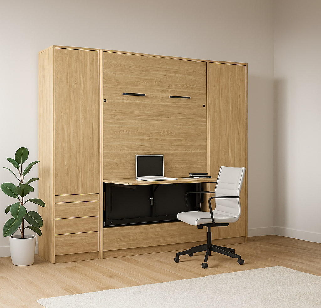 Lit escamotable Lolita avec bureau et chaise-plusieurs possibilités d'intégration