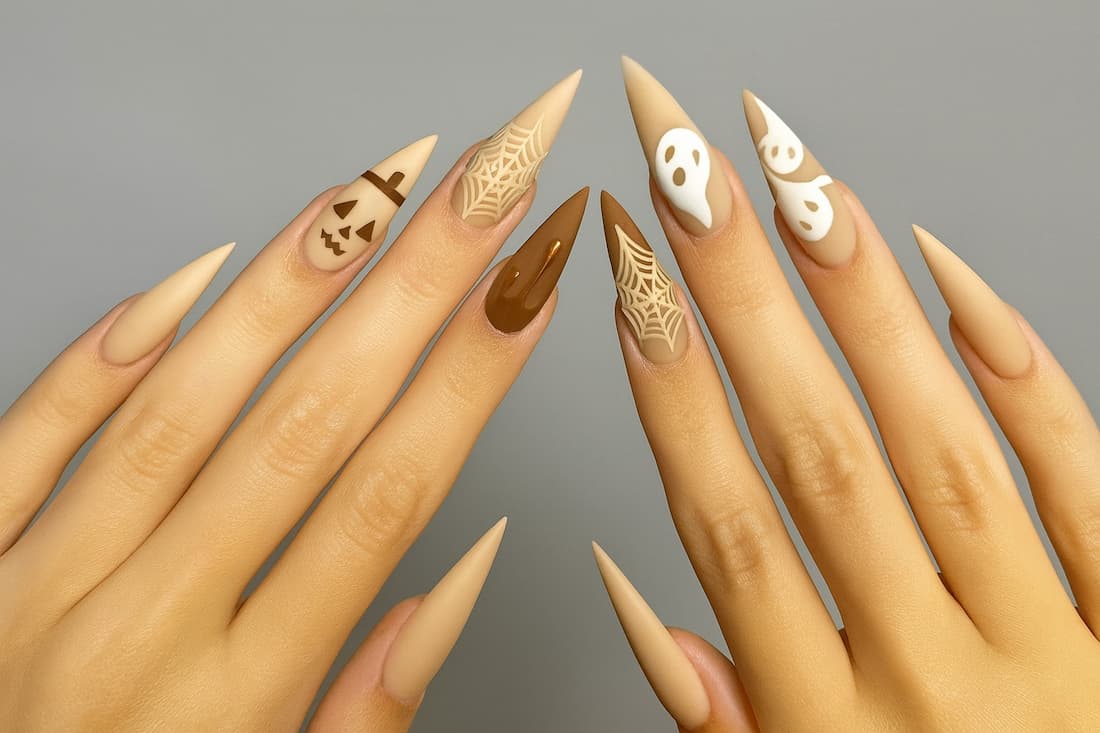 design ongles tendance halloween 2025 motifs toile d'araignée