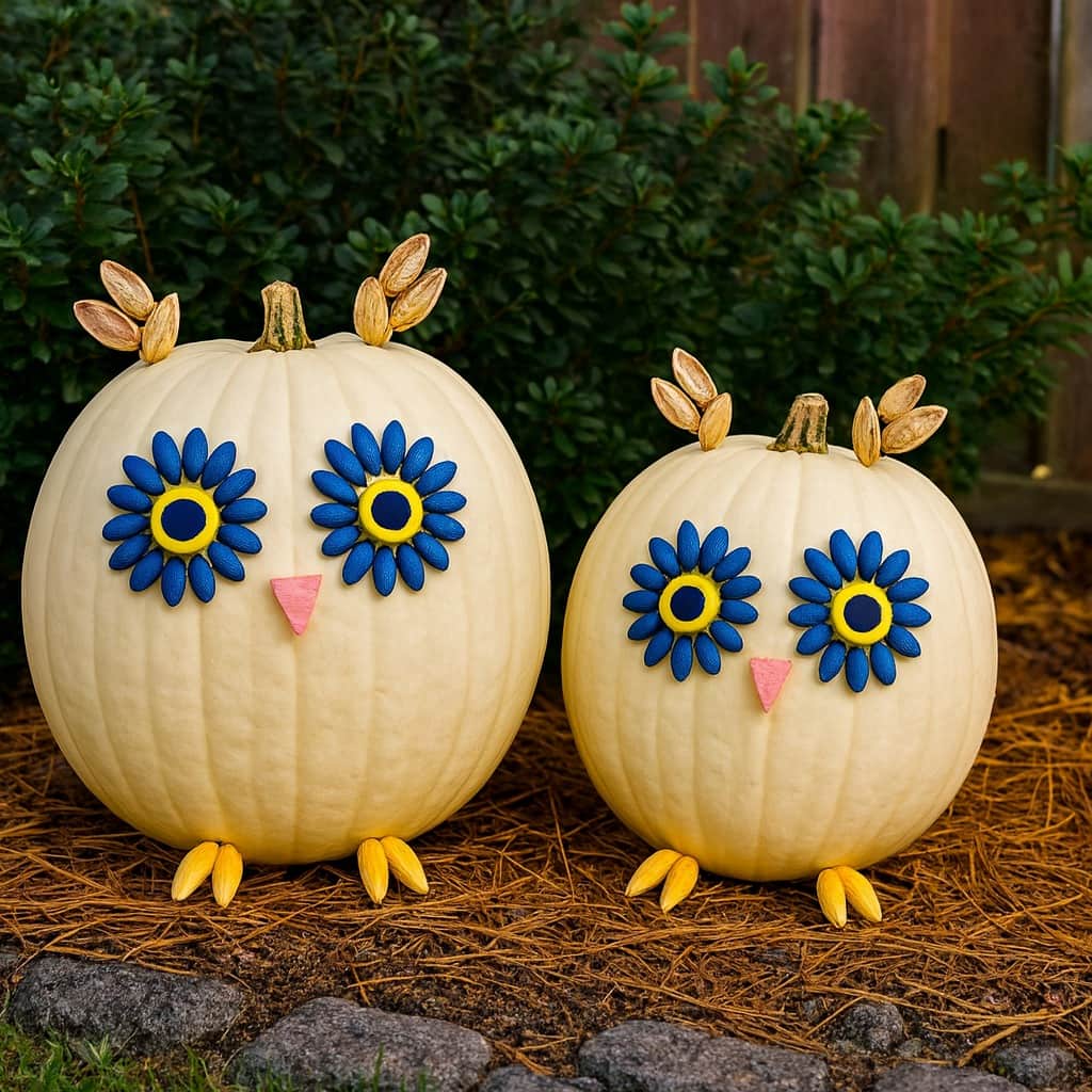 fête d’Halloween enfants citrouilles sculptées créatives hiboux