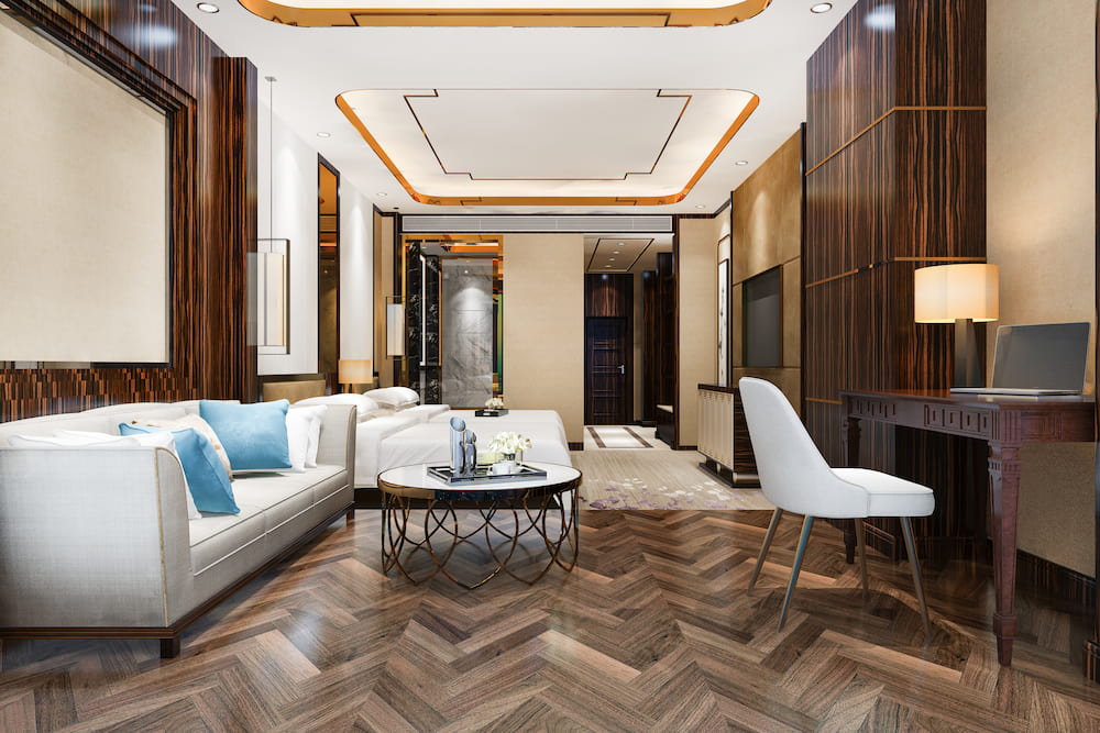 parquet à motifs bâtons rompus tendance intérieur 2025