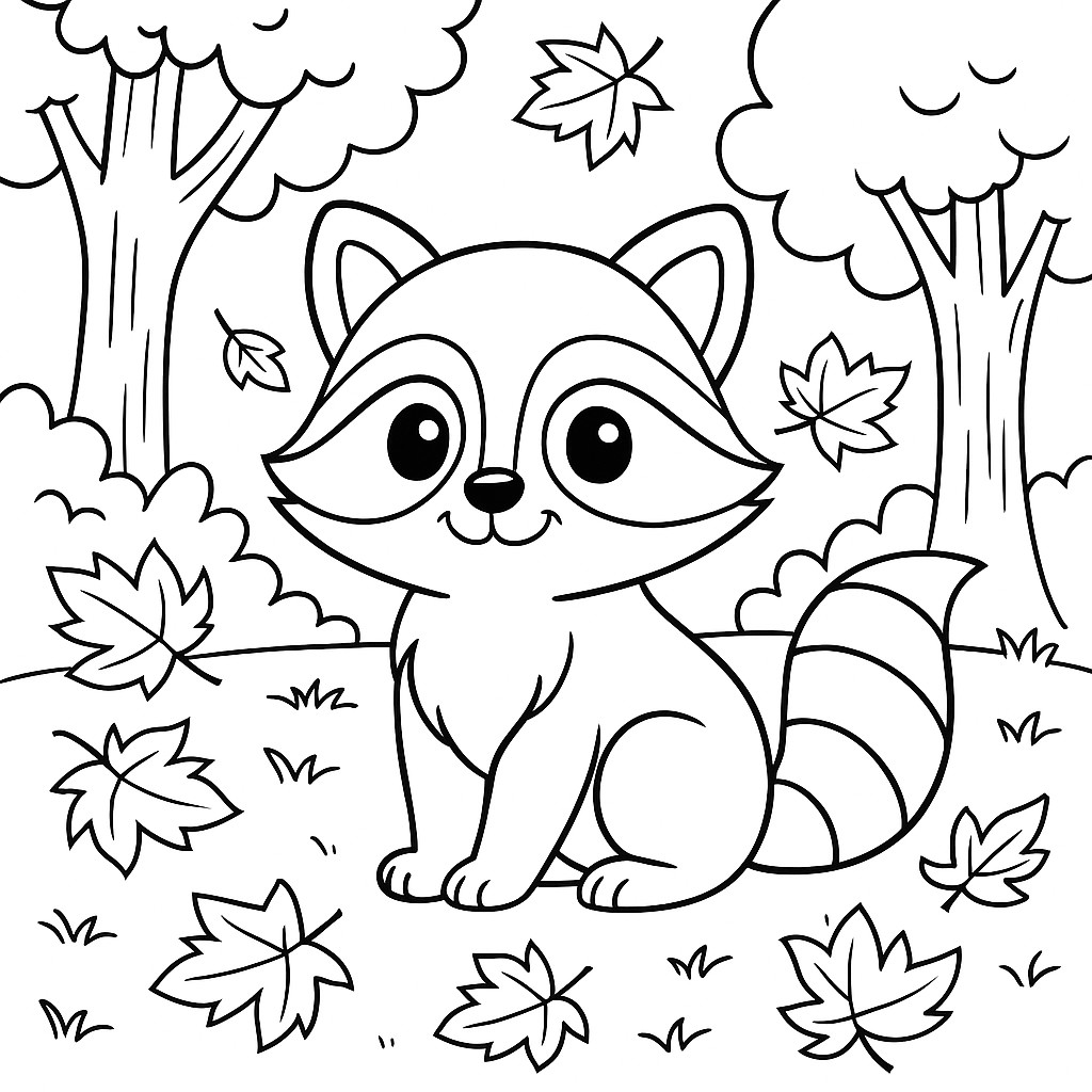 raton laveur mignon en tant que dessin à colorier pour enfants