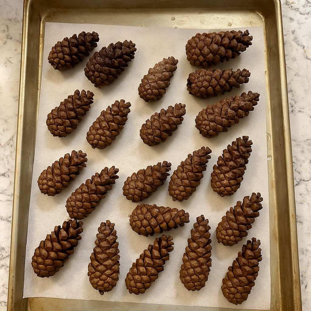 comment bien sécher les pommes de pin au four pour faire fondre la sève restante