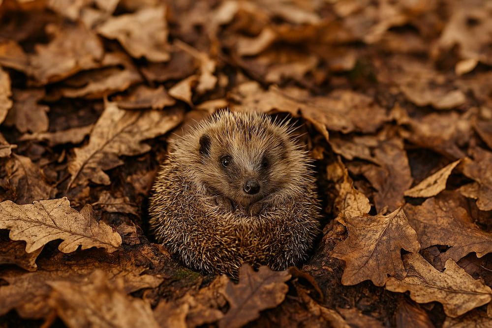 nid hérisson hiver feuilles mortes hibernation
