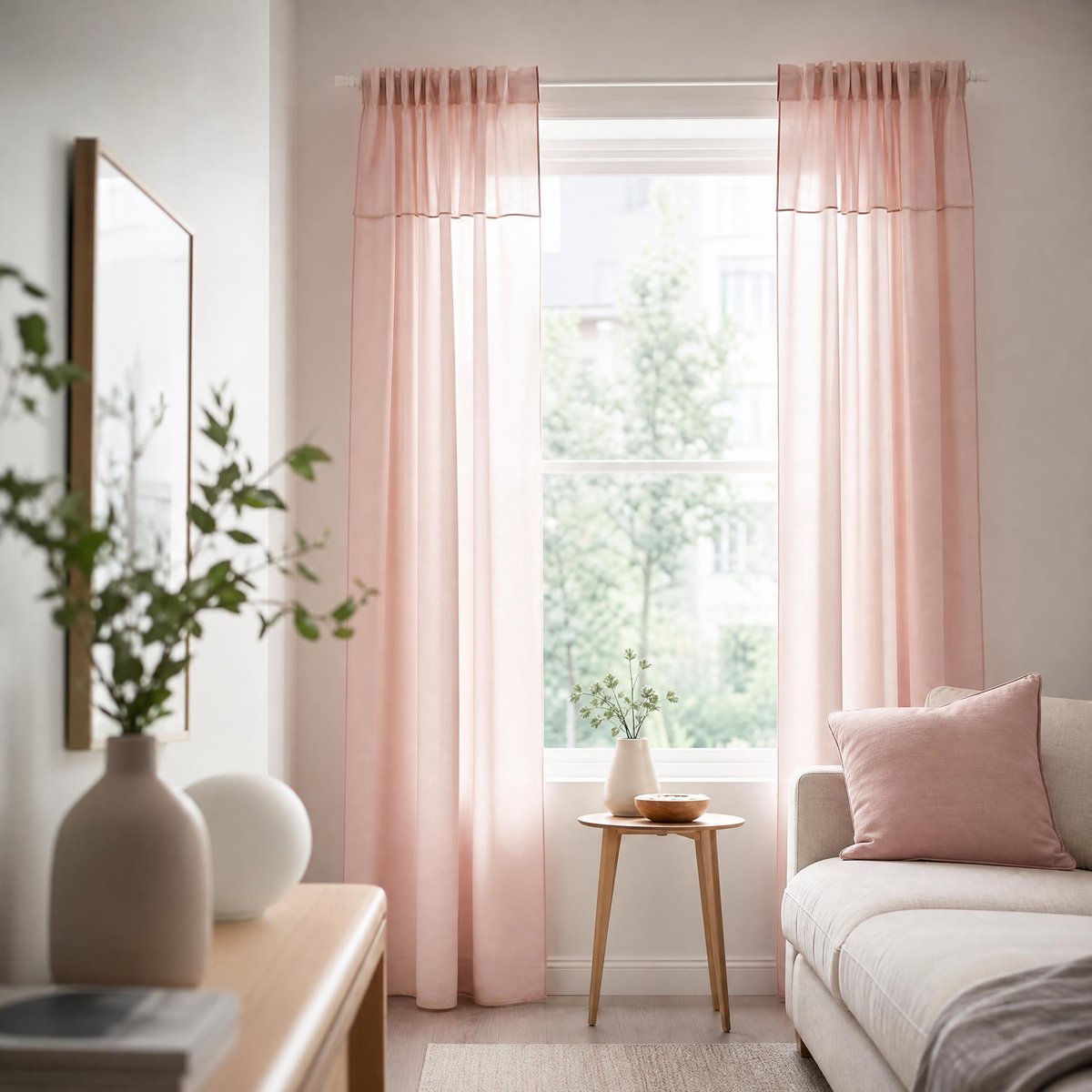 voilages MOALISA rose clair pour ajouter une touche romantique dans le salon en 2026