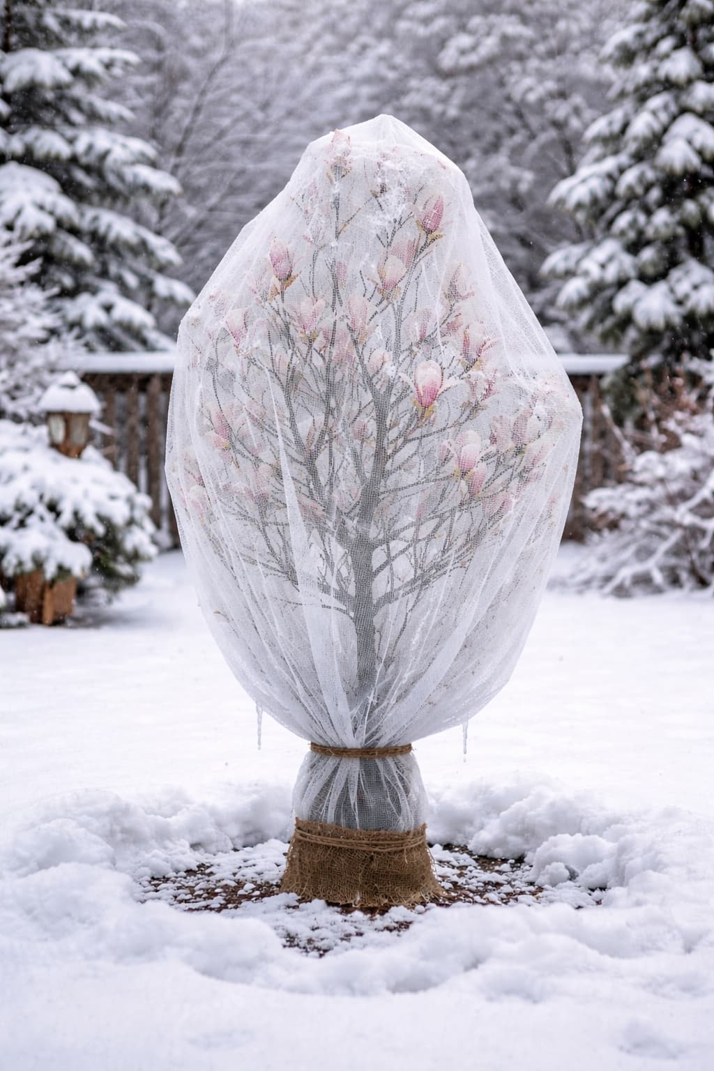 hivernage du magnolia en pleine terre bâche de protection