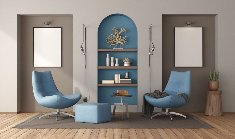 teinte bleu glacé en déco 2026, meubles modernes