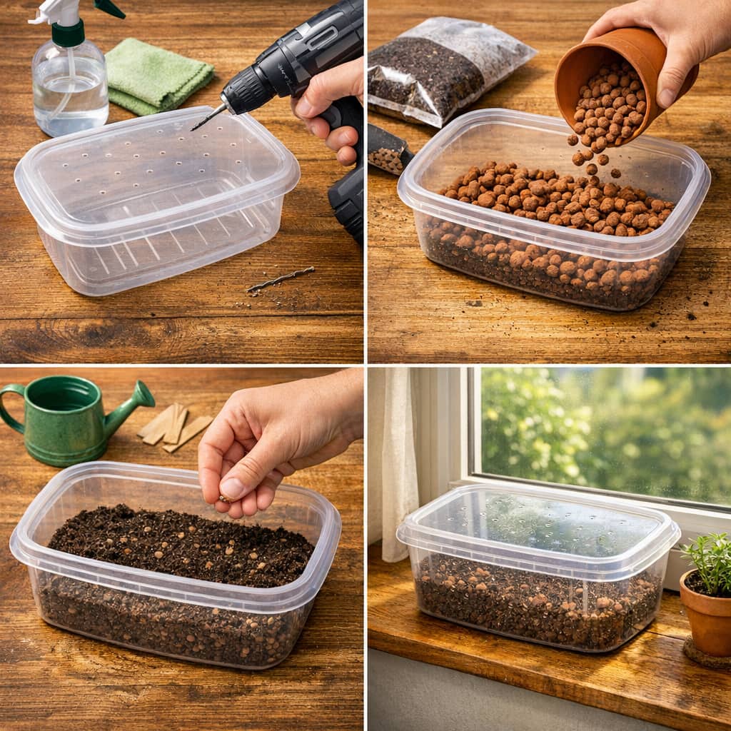 comment construire une mini serre maison avec de la récup boîte en plastique