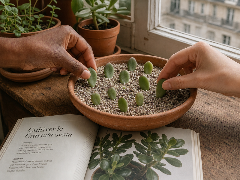 bouturer arbre de Jade avec une feuille