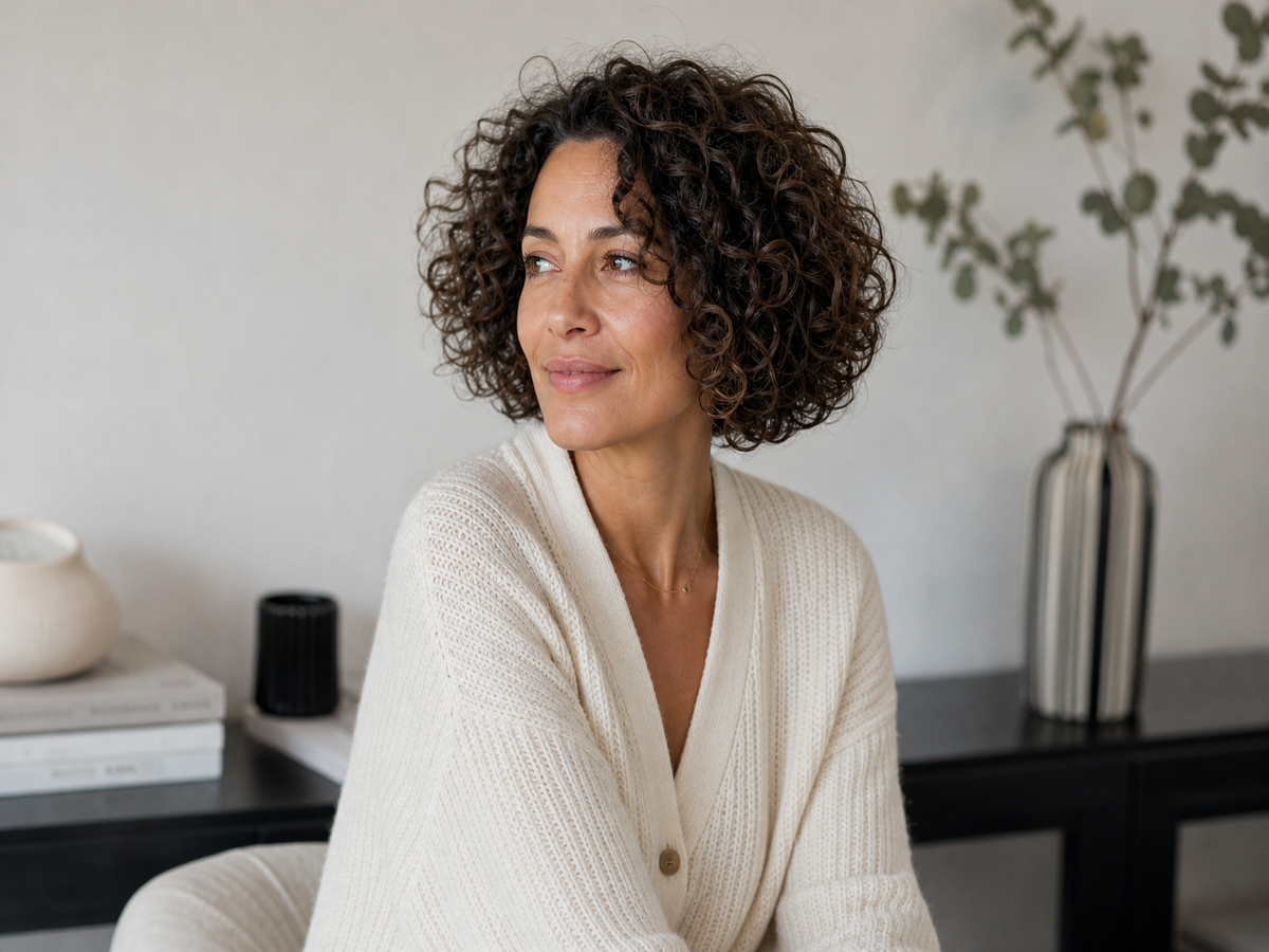 coupe carré bouclé tendance 50 ans bob raie excentrée ondulations cheveux fins