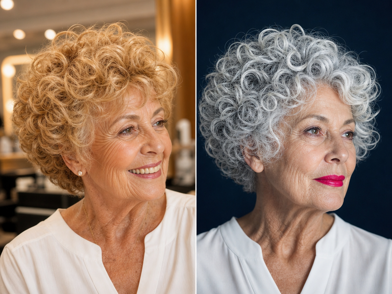 quelle coiffure à 80 ans cheveux bouclés rebond jeune grisaille authentique