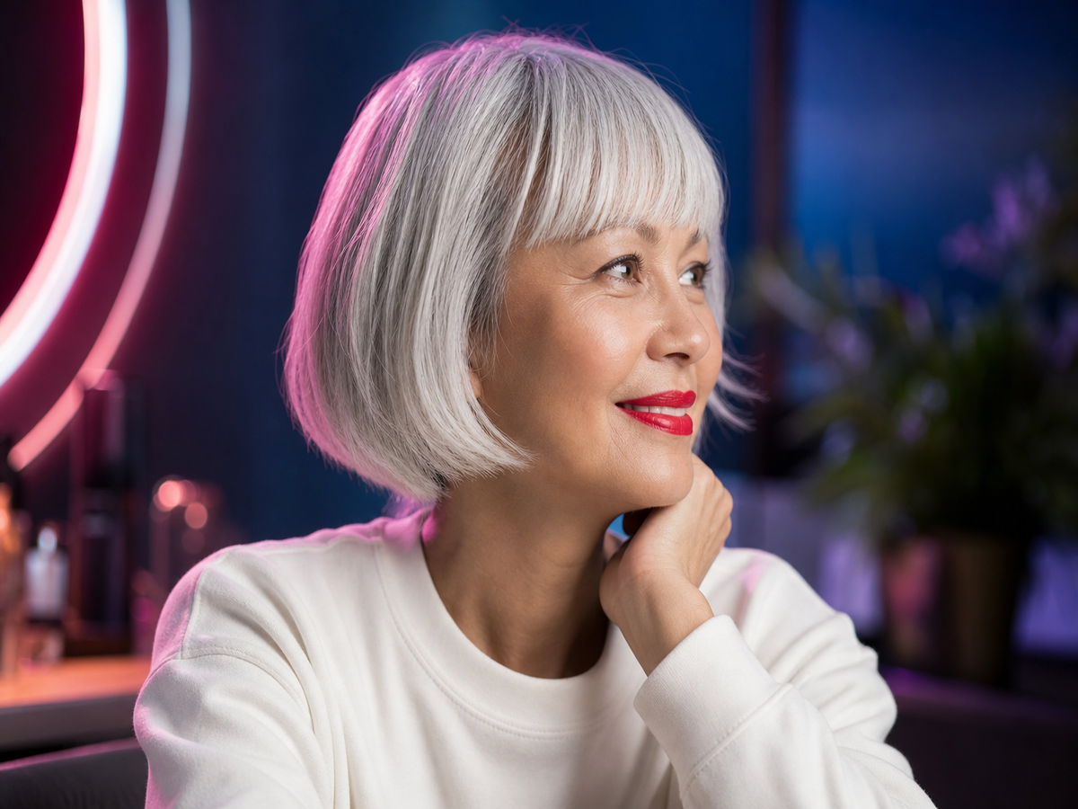 coiffure et coupe pour cheveux fins et clairsemés femme 50 ans 60 ans coupe pleine carré droit