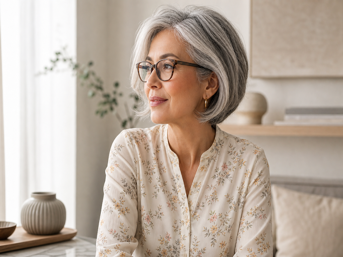 coupe de cheveux femme 55 ans avec lunettes