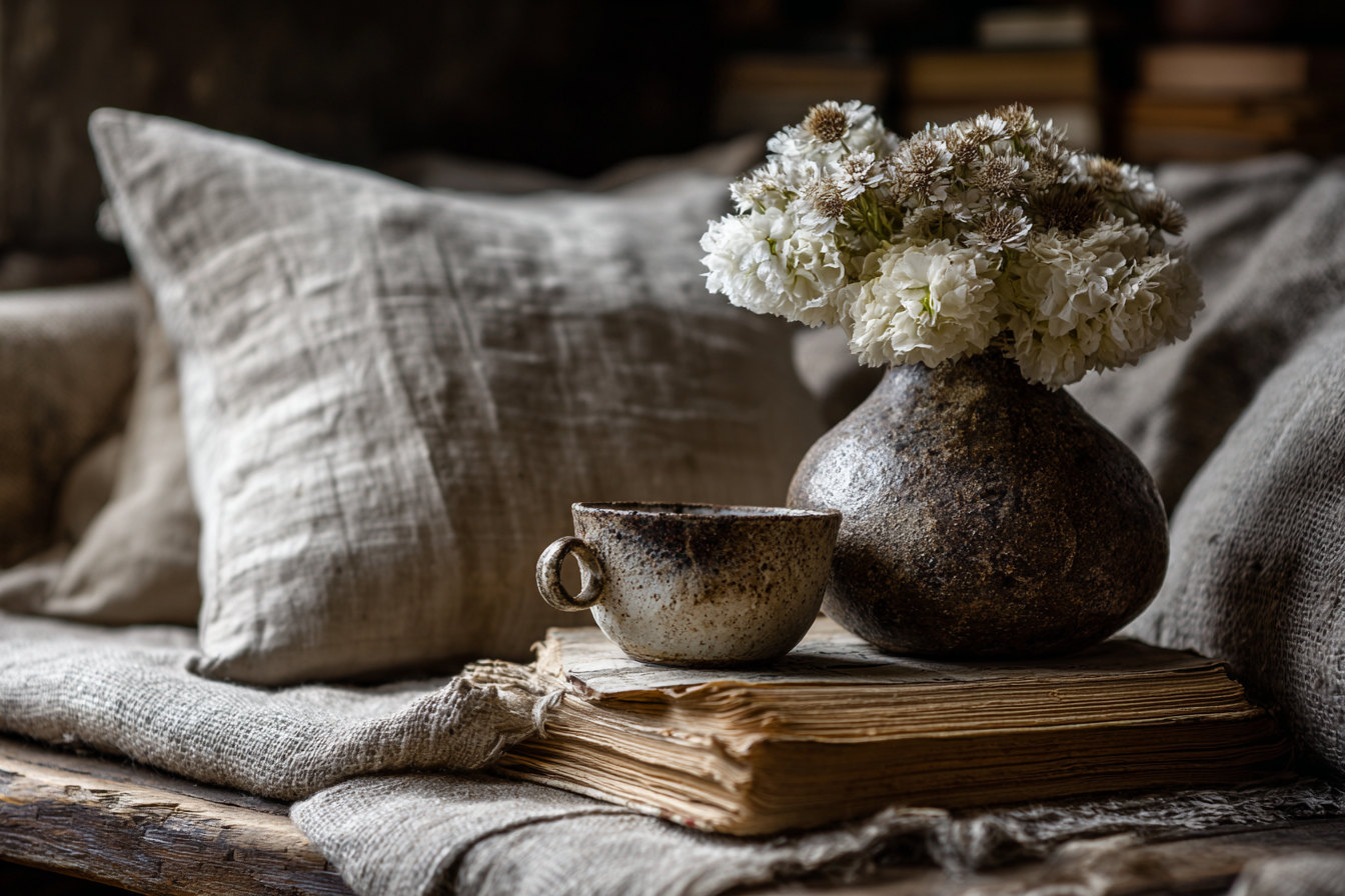 Intérieur chaleureux avec décoration vivante et naturelle