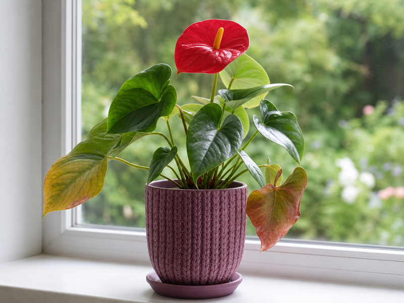 feuilles de l'anthurium brunissent jaunissent ont des taches marron emplacement arrosage engrais