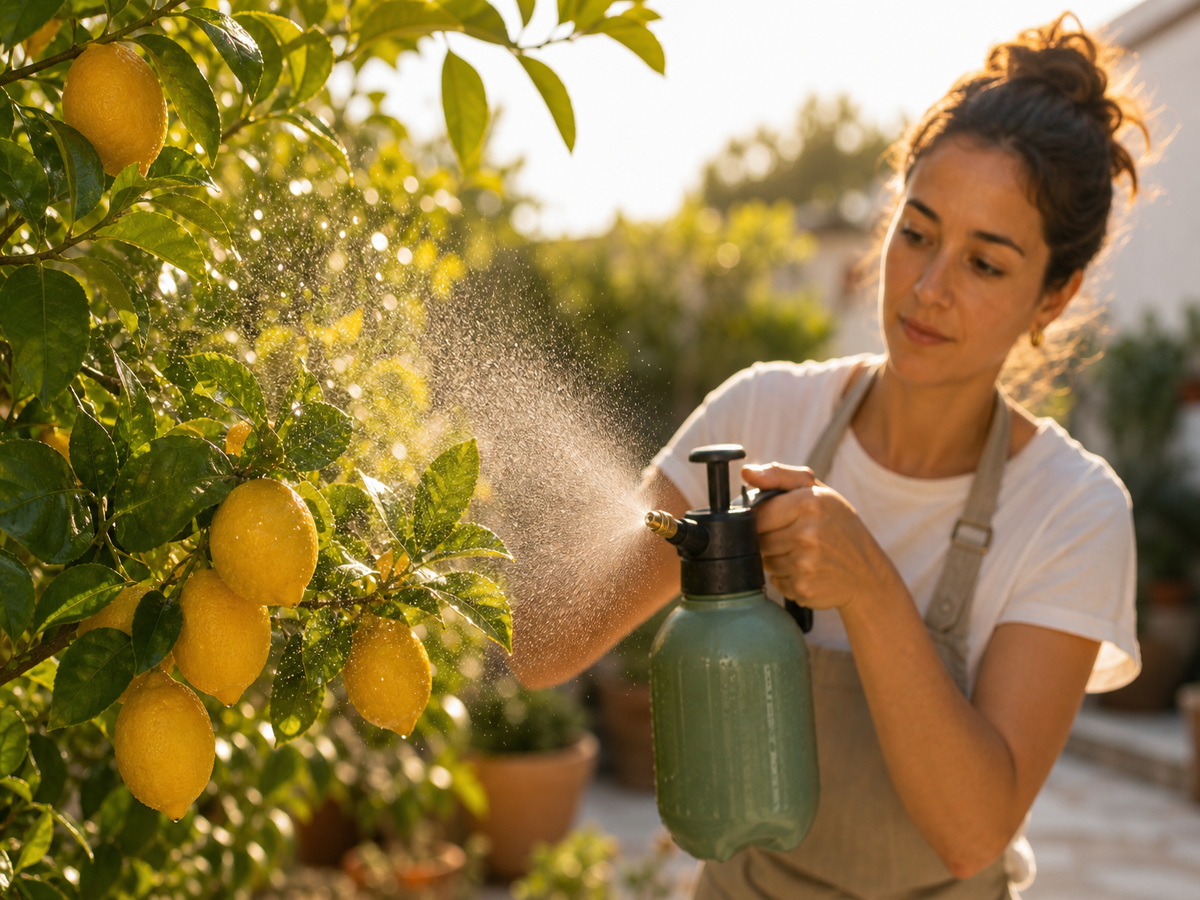 arroser le citronnier malade avec de l'eau