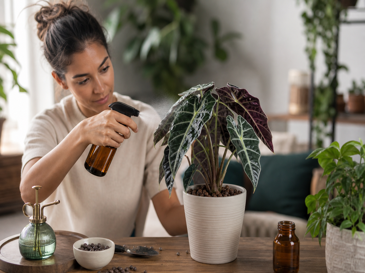 prévenir les pointes des feuilles qui noircissent vaporiser plante verte d'intérieur