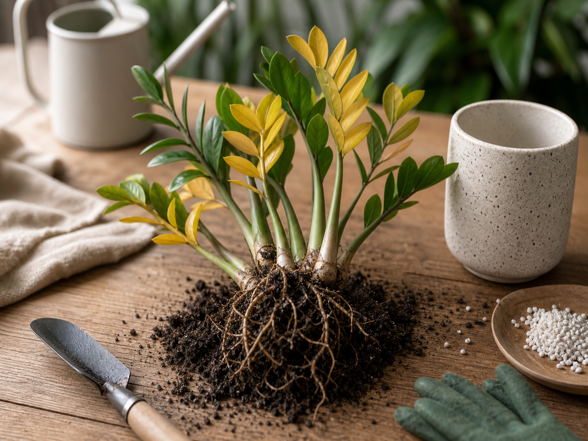 zamioculcas feuilles jaunes et racines pourries