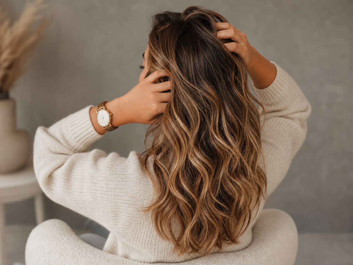 balayage miel sur cheveux châtain clair