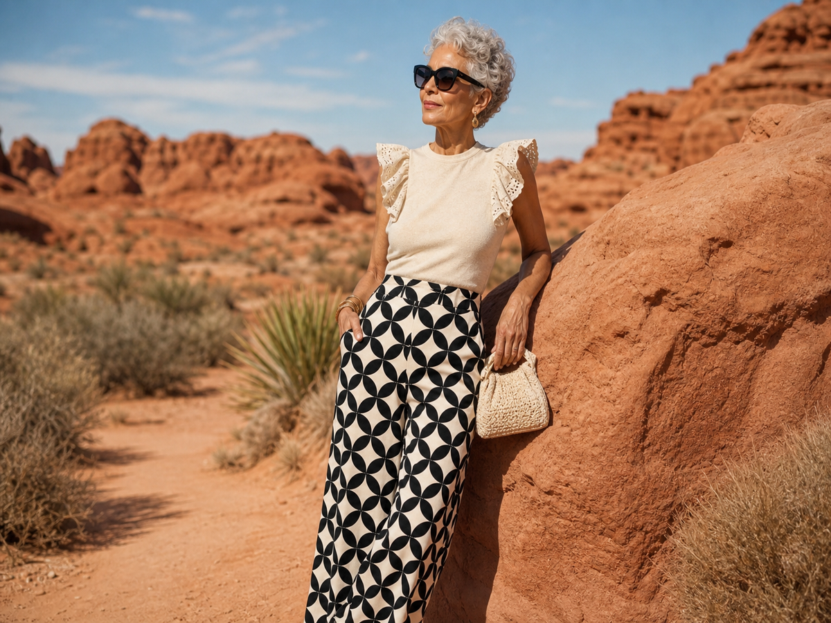 comment s'habiller à 70 ans pour un mariage idée tenue mariage pour femme 70 ans pantalon flare taille haute palazzo look chic