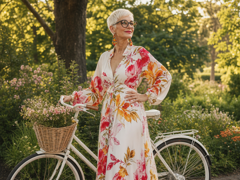 look boheme chic tenue de mariage pour femme 70 ans robe habillée longue fleurie invitée grand mère mariée